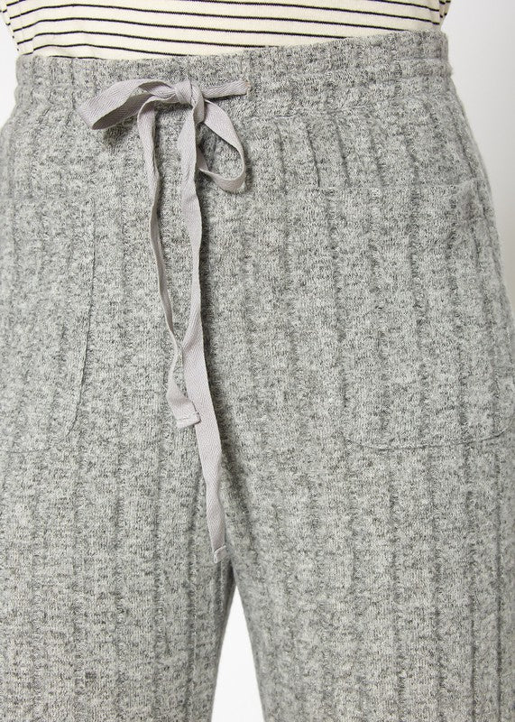 High Waist Ribbed Knit Straight Pants XS-XL
