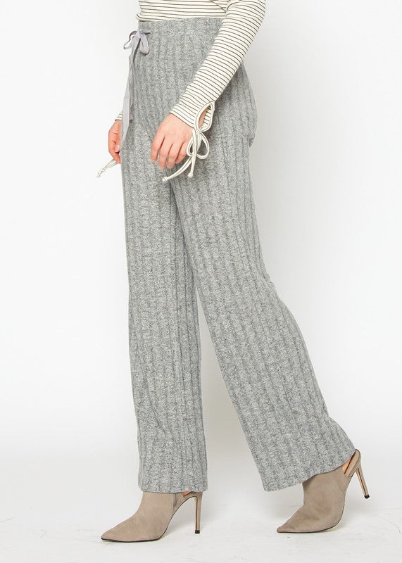 High Waist Ribbed Knit Straight Pants XS-XL