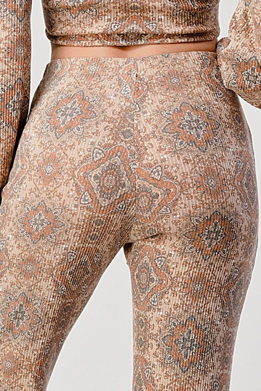 Crop cardigan palazzo pants matching set