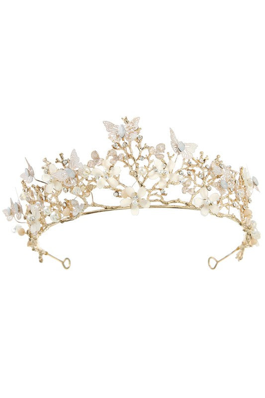 Butterfly Pearl Alloy Crown Headband L3208