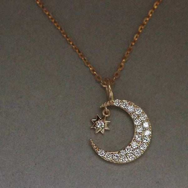 14K Gold Simple Crescent Necklace