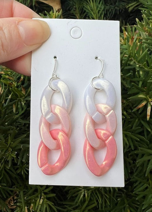 Pink Ombre Acrylic Link Chain earrings