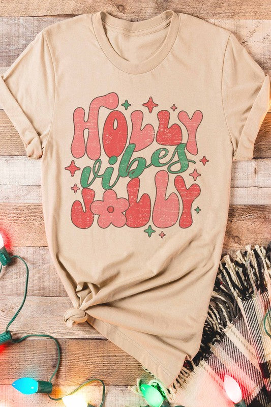 RETRO HOLLY JOLLY VIBES GRAPHIC TEE