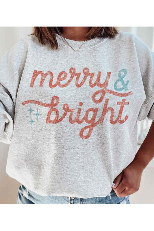 MERRY AND BRIGHT CHRISTMAS SWEATSHIRT PLUS SIZE