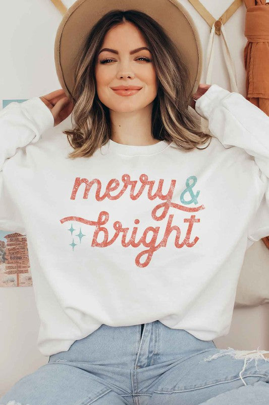 MERRY AND BRIGHT CHRISTMAS SWEATSHIRT PLUS SIZE