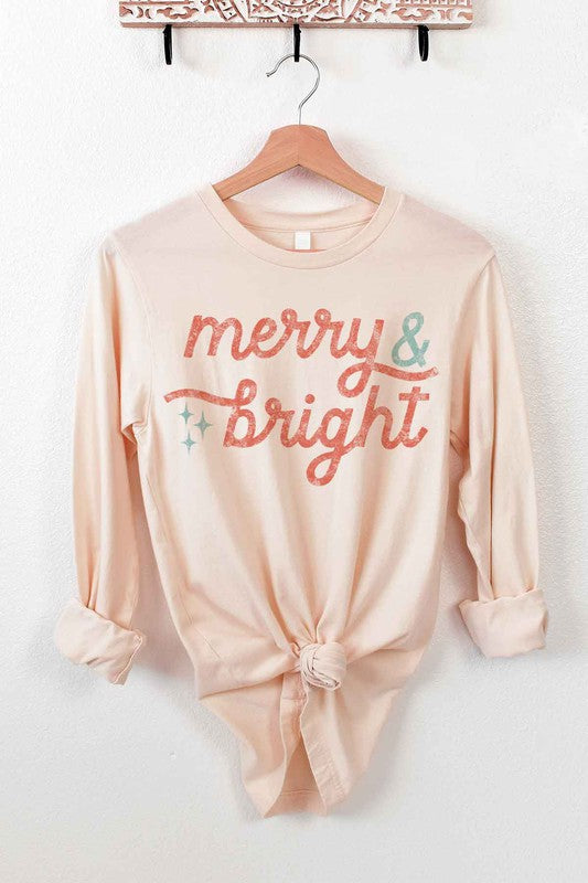 MERRY AND BRIGHT CHRISTMAS LONG SLEEVE TEE