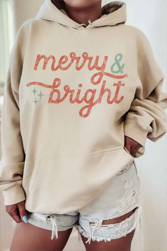MERRY AND BRIGHT CHRISTMAS GRAPHIC HOODIE
