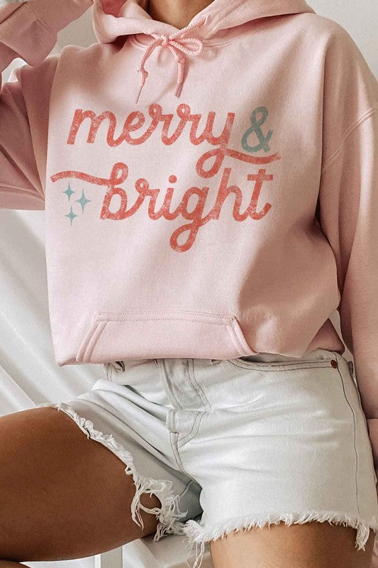 MERRY AND BRIGHT GRAPHIC HOODIE PLUS SIZE