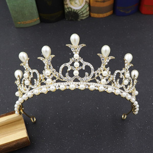Crown Rhinestone Pearl Headband L2956