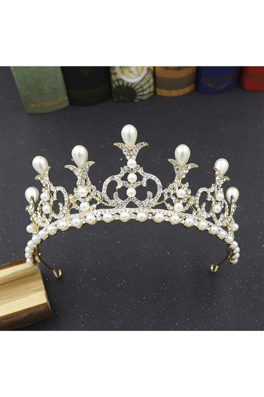 Crown Rhinestone Pearl Headband L2956