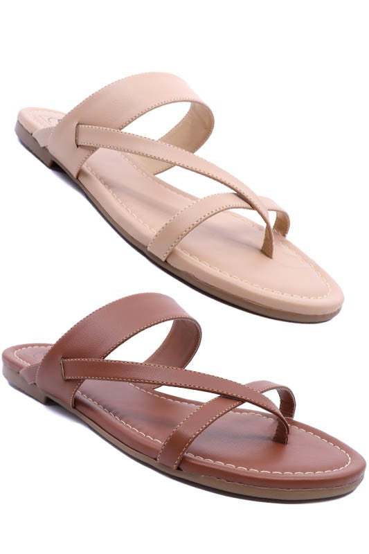Thong slide sandal with a padded insole