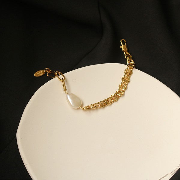 18K Gold Baroque Pearl Bracelet