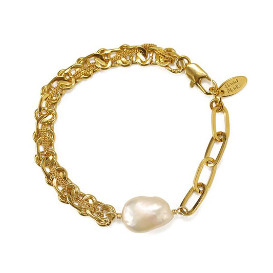 18K Gold Baroque Pearl Bracelet