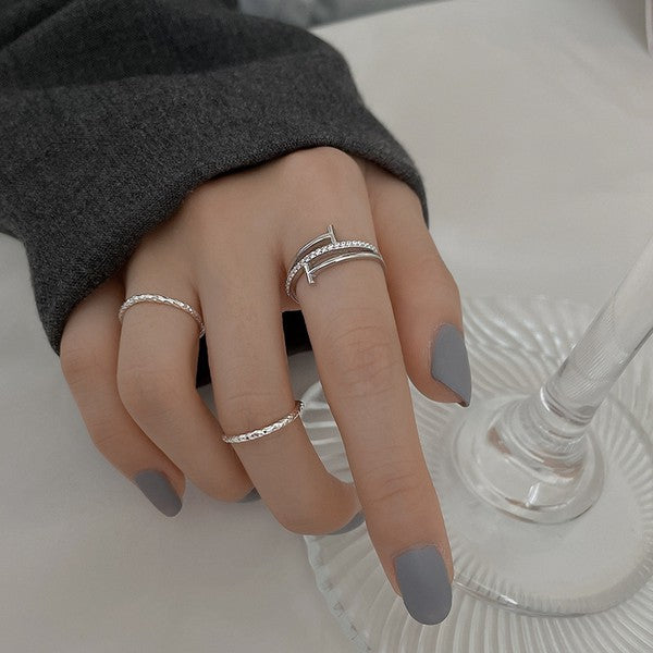 925 Sterling Silver Exquisite Three-layer Ring
