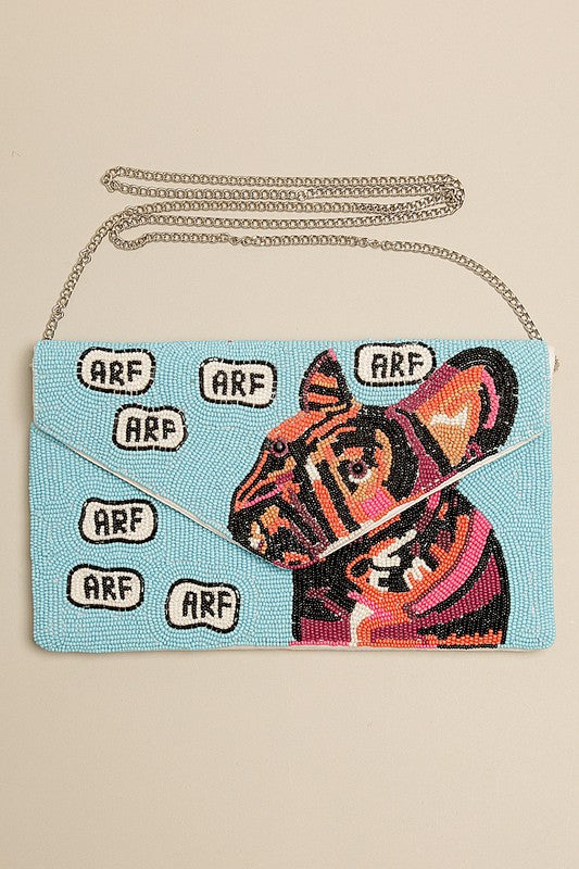 DOG Beaded Clutch With Chain