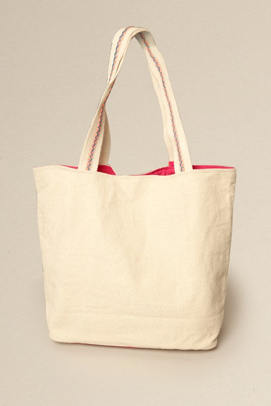 Abstract Pattern Pom-Pom Tassel Shoulder Bag