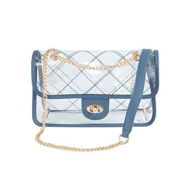 TRENDY  HIGH QUALITY QUILTED CLEAR PVC BAG