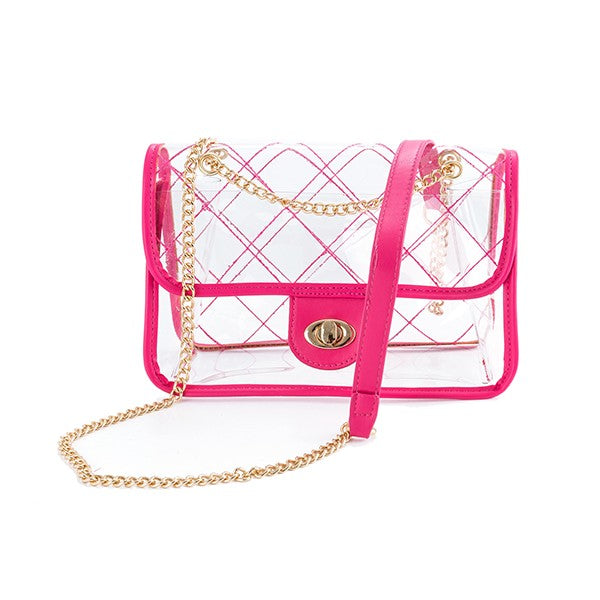 TRENDY  HIGH QUALITY QUILTED CLEAR PVC BAG