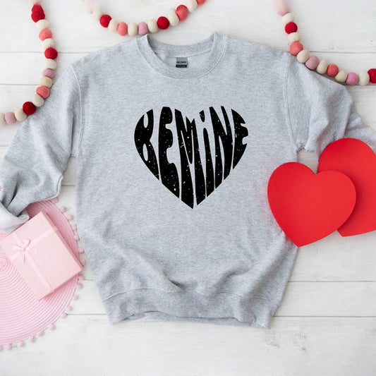 Be Mine Distressed Heart Graphic Sweatshirt